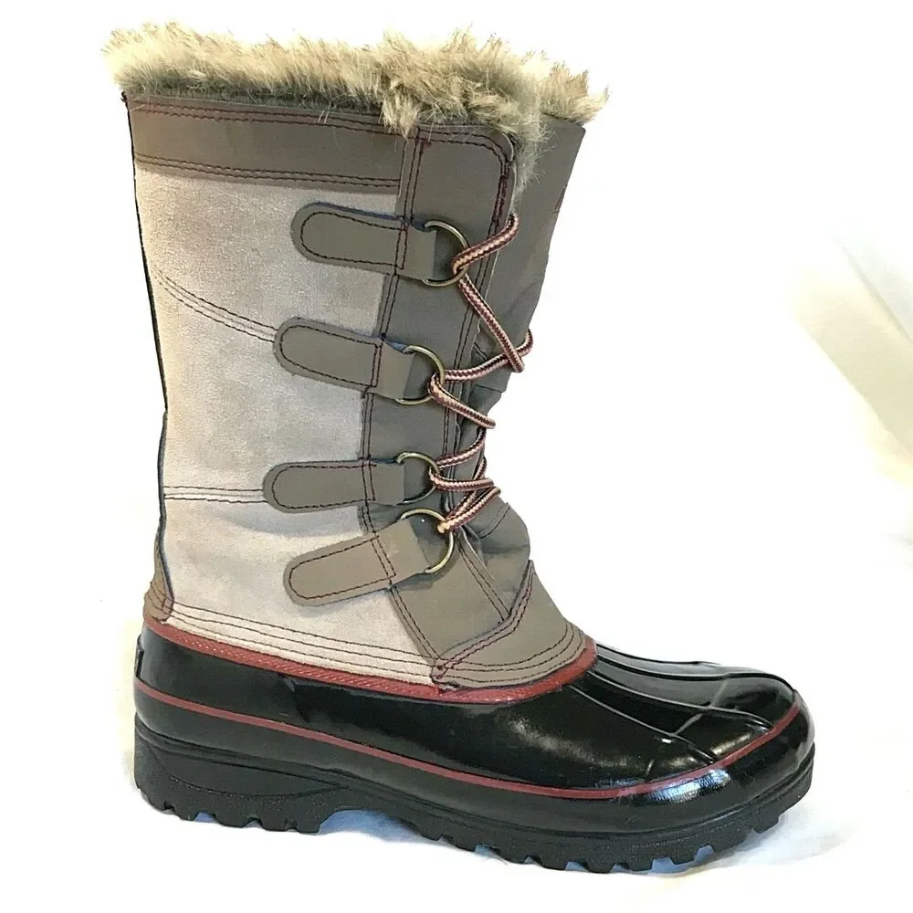 Khombu Suede Duck Boots North Star Leather Shearling Lined 7 Tan Snow Winter